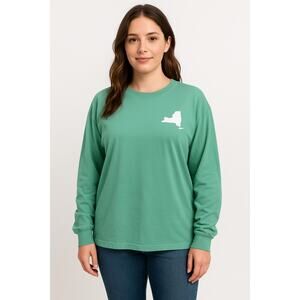 New York Long Sleeve Shirt Womens Medium Seafoam Spirit Jersey Crewneck Graphic